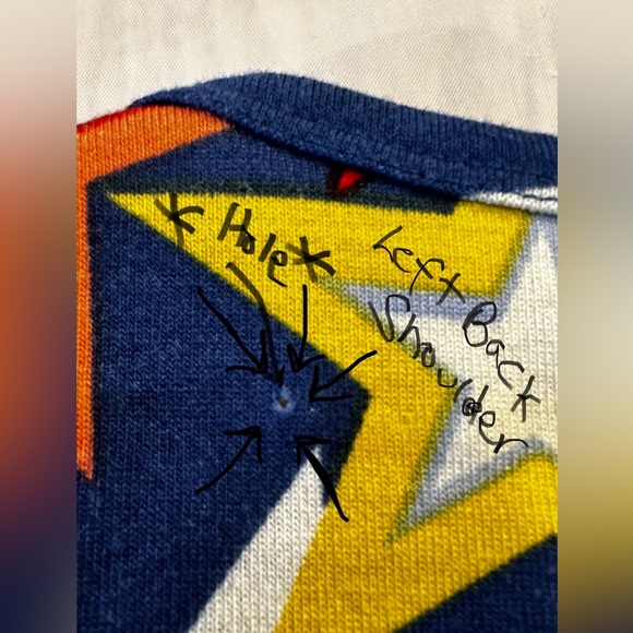 LuLaRoe Top Classic Drop Tail Short Sleeve Tee Size XXS Vibrant Colorful Stars - Picture 16 of 16